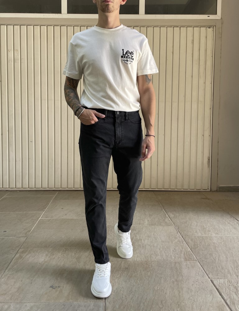 Ανδρικό μαύρο Loose τζιν καπαρντίνα πεντάτσεπο με φερμουάρ GB5626 φωτογραφία